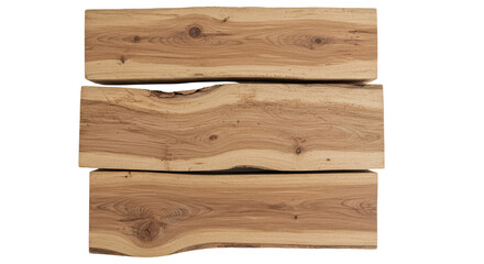 Obraz premium Three wooden planks isolated PNG with Transparent Background