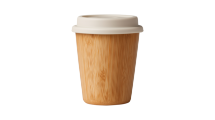 Environmentally friendly coffee cup with bamboo texture ideal for work life balance routine