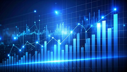 Abstract financial chart with rising graphs