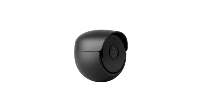 Black security camera for surveillance isolated PNG with Transparent Background