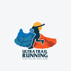 ultra trail running logo vector image