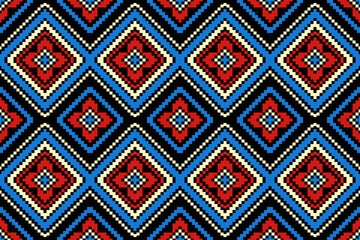 Pixel Art Geometric Fabric Seamless Pattern