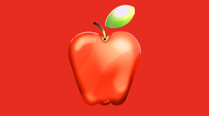 Obraz premium red apple on red background