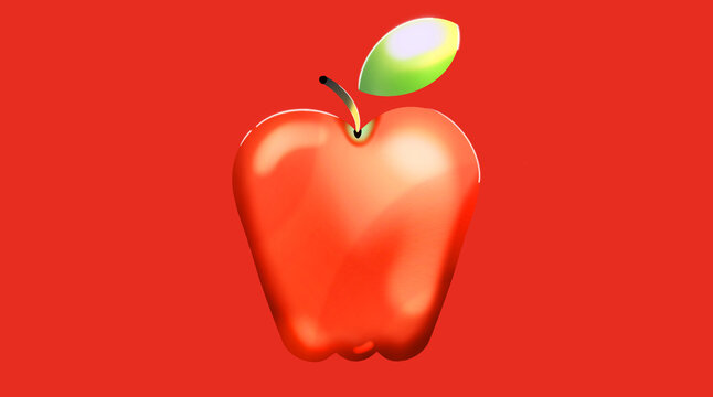 red apple on red background