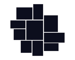 Asymmetrical 10 photo collage vector illustration.. Collage template for picture album presentation. Empty Collage Photo Template with Geometric Grid.
