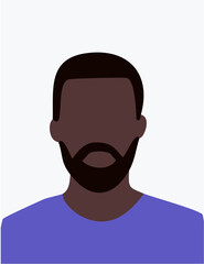 Character Avatar SVG Illustration file - Colorful Modern Diverse People Portrait - Young Black man with Beard