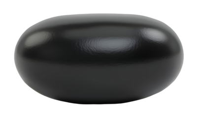 Polished black sphere with subtle reflections in deep, clean setting