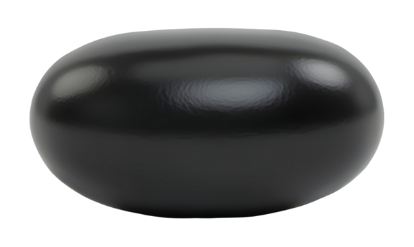 Polished black sphere with subtle reflections in deep, clean setting