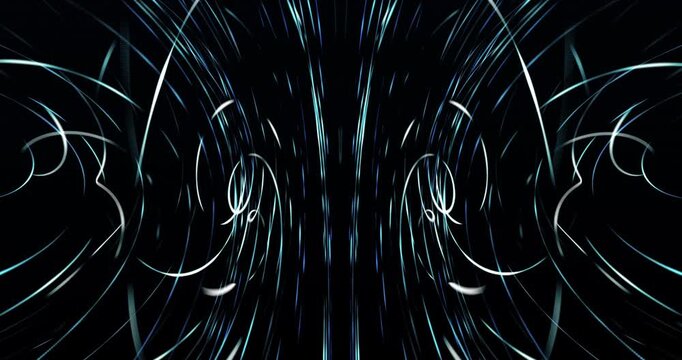 Blue fractal lines gyrating. Loop