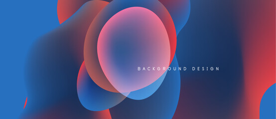 Abstract fluid shapes blend, creating vibrant blue, pink hues. Design features text background design centered within composition.