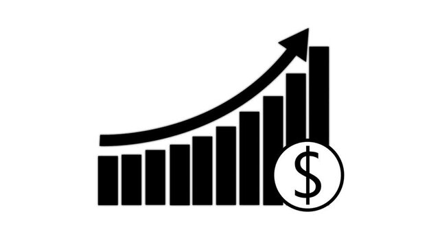 Animated of graph chart icon with dollar sign.suitable for Abstract business graph icon . Animated of graph chart icon with dollar sign.suitable for business and finance concepts.