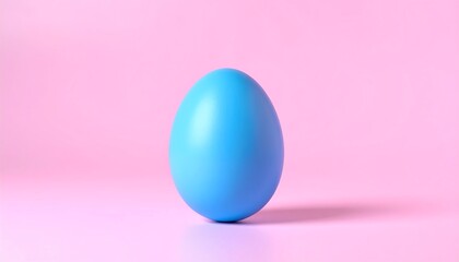 A single vibrant blue egg on a pink surface