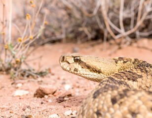 Fototapeta premium Close-up of a snake's head in desert