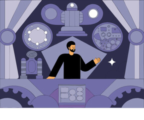vector illustration of a man and woman in a room