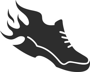 Fiery Fast Running Shoe Icon Graphic Design Element