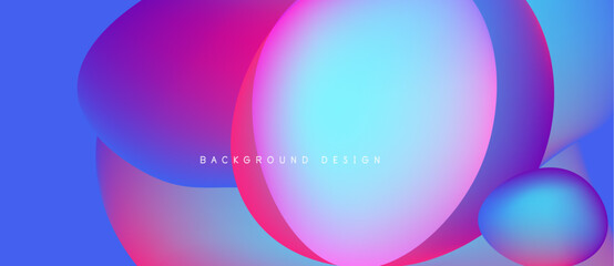 Abstract fluid shapes blend, creating vibrant blue, pink, purple gradients. Modern design suggests energy, movement, digital art.