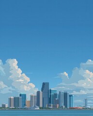 Obraz premium Cityscape, pixel art, sunny day