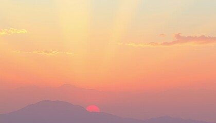 Obraz premium a pastel sunrise gradient background a dreamy gradient blending warm peach with pale lemon, featuring cloud like light streaks, used in sunrise themed poster layouts.