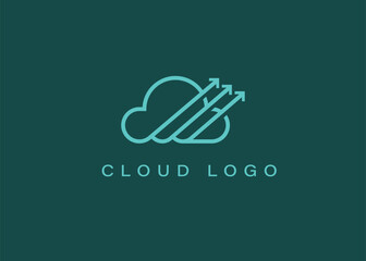 Cloud Data Vector logo for technology data and software service with modern color and style concept