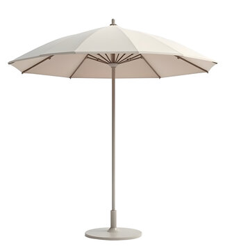 Beige outdoor patio umbrella provides excellent shade, perfect for comfortable summer