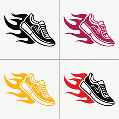 Fast Running Shoe Logo Design in Four Vibrant Colors