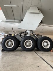 Aerospace Industry: Heavy-Duty Aircraft Landing Gear System, Ready for Flight.

