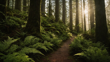 Obraz premium Sunlit Forest Trail