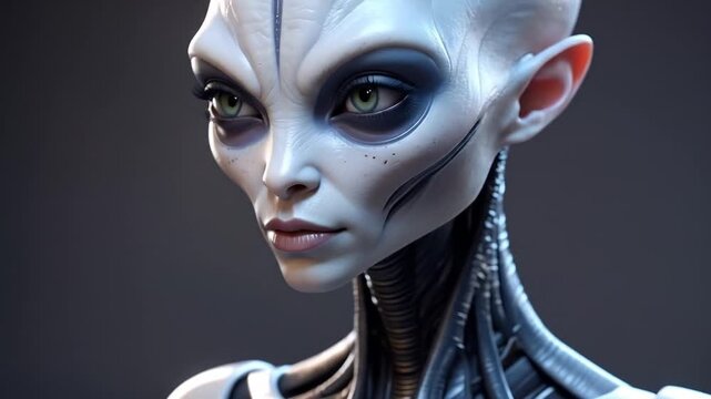 Close-up of a detailed alien female face