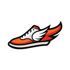 Fast Running Shoe with Wings Logo Design Illustration