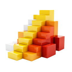 Obraz premium Colorful building blocks arranged in staircase pattern, showcasing vibrant hues of red, yellow, and white. These blocks can inspire creativity and playfulness in children