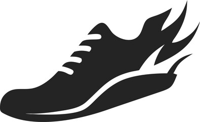 Fast Running Shoe Icon with Flames Design Element for Athletic Branding