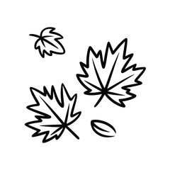 Simple outline drawing of falling autumn leaves