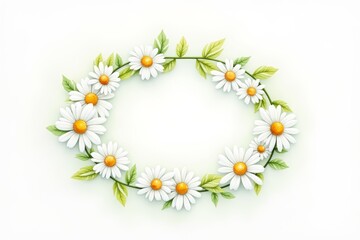 Fototapeta premium Charming floral wreath of daisies on a clean white background
