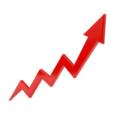 Red Upward Arrow on Black Background Representing Growth and Success in Business and Finance