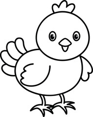 Fototapeta premium Cute chicken cartoon isolated on white background for coloring book