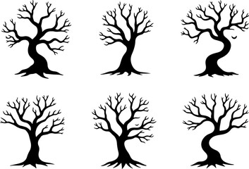 Set of trees silhouettes, tree, nature, branch, vector, silhouette, leaf, illustration, plant, spring, autumn, design, season, summer, flower, trunk, winter, art, wood, black, ecology, garden, environ
