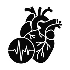 Heart with electrocardiogram pulse line icon