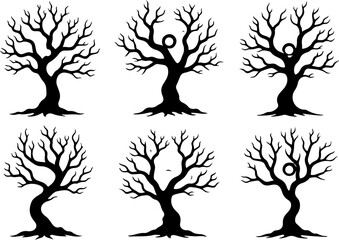 Set of trees silhouettes, tree, nature, branch, vector, silhouette, leaf, illustration, plant, spring, autumn, design, season, summer, flower, trunk, winter, art, wood, black, ecology, garden, environ
