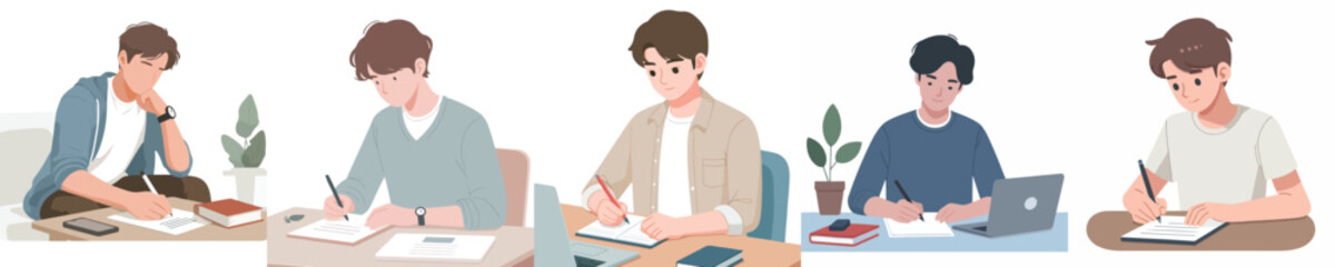 vector of young man writing