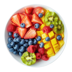 Obraz premium Colorful fruit salad in a white bowl (6)