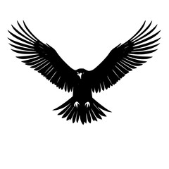 Obraz premium Silhouette of a soaring eagle with wings spread wide