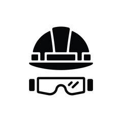 Hard hat and safety goggles icon for construction and safety