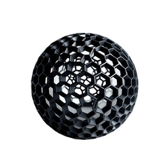 A complex sphere made of interconnected hexagons floating in a dark and empty space around it created with generated ai