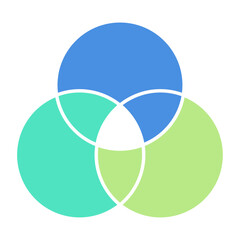 3つの円が重なり合う ベン図のベクターイラスト素材1　青