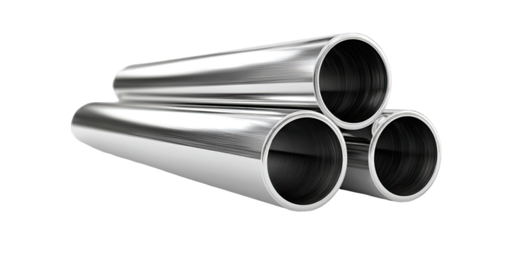 Stacked shiny metal pipes