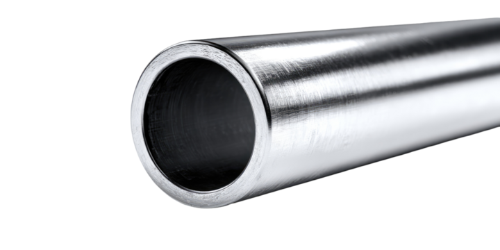 Close-up of a polished, cylindrical metal shaft with a round inner bore