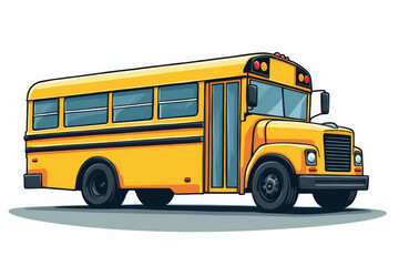 Illustration of a yellow school bus on a clean white background