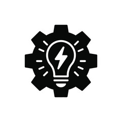 Gear with lightbulb symbolizing innovation and ideas