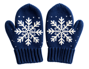  Patterned Nordic Snowflake Mittens, Overhead View, isolated
