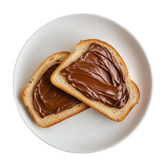 Fototapeta premium Sliced bread with chocolate spread, isolated on a white background, png, transparent